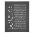 60 things we love about you, 70th 80th birthday