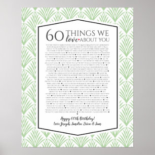 60 things we love about you Art Deco fan 1920 Poster