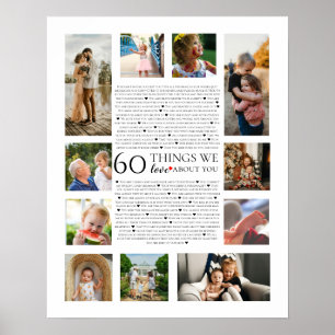 60 things we love about you photo birthday 50th poster