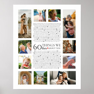 60 things we love about you photo montage poster