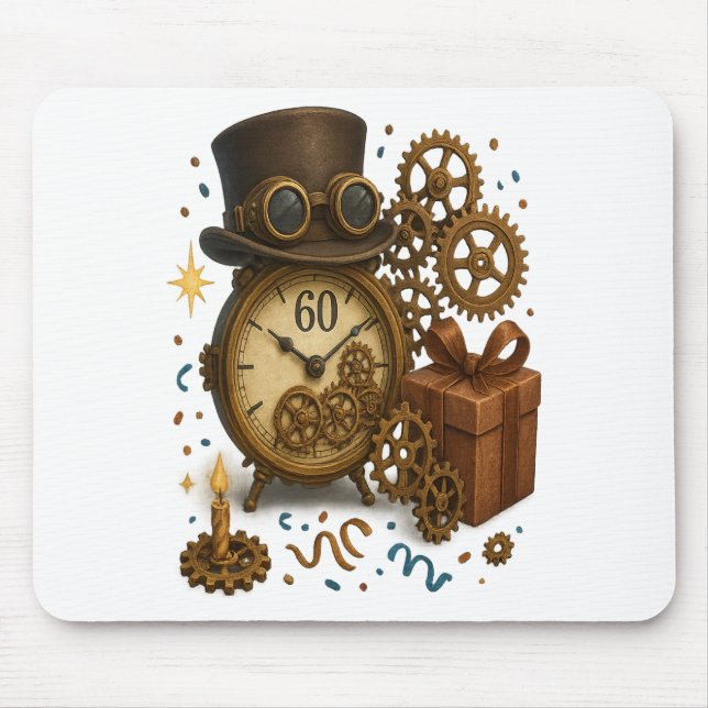 60 & Timeless – Steampunk Celebration Mouse Mat (Front)
