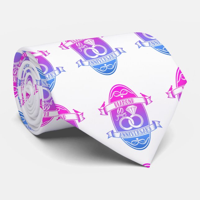 60 traditional diamond 60th  wedding anniversary tie (Rolled)