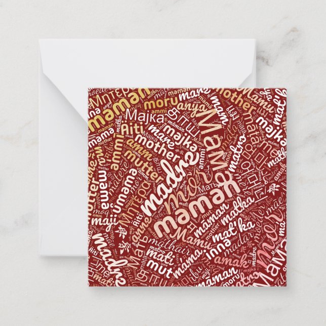 60 Words for 'Mother' in Different Languages Card (Front)