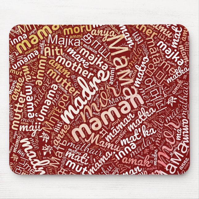 60 Words for 'Mother' in Different Languages Mouse Mat (Front)
