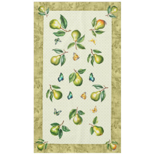 60"x104" Green Pear and Butterfly Summer Tablecloth