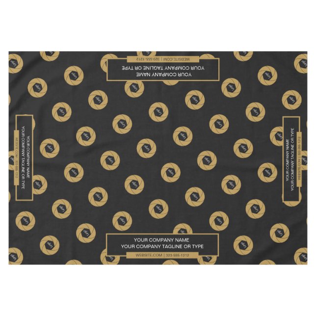 60"x84" Trade Show Tablecloth Logo Gold Black (Front (Horizontal))