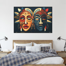 60" x 40" Twin Avatar Illustration Canvas Wall Art