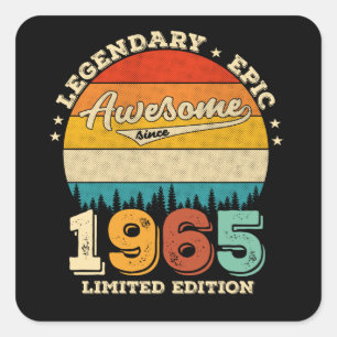 60 Year Old 1965 Awesome 57th Birthday Gift Women Square Sticker