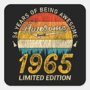 60 Year Old 1965 Retro Awesome 60th Birthday Gift Square Sticker