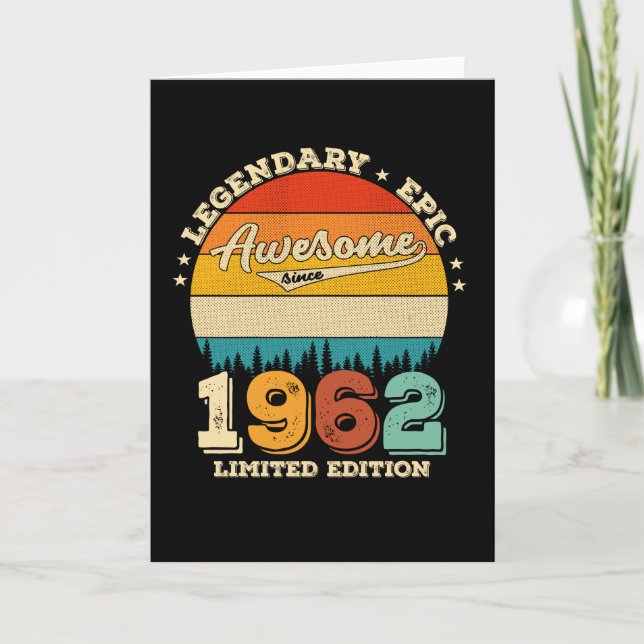 60 Year Old Awesome Since 1962 60th Birthday Gift Card (Front)