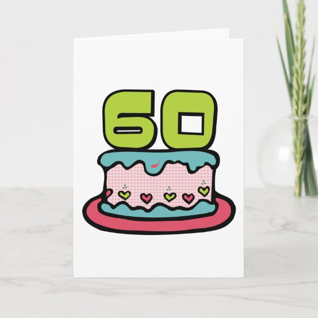 60 Year Old Birthday Cake Card (Front)