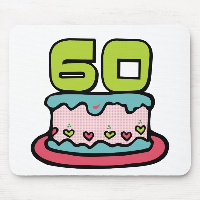 60 Year Old Birthday Cake Mouse Mat (Front)