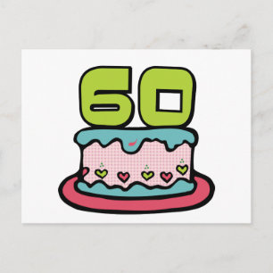 60 Year Old Birthday Cake Postcard