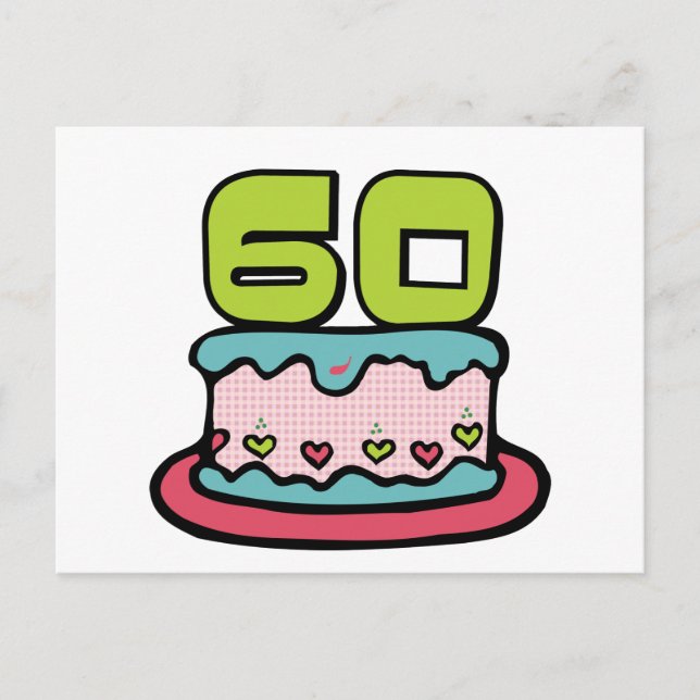 60 Year Old Birthday Cake Postcard (Front)