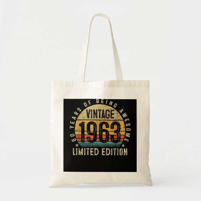 60 Year Old Gifts Born In 1963 Vintage 60th Birthd Tote Bag (Front)