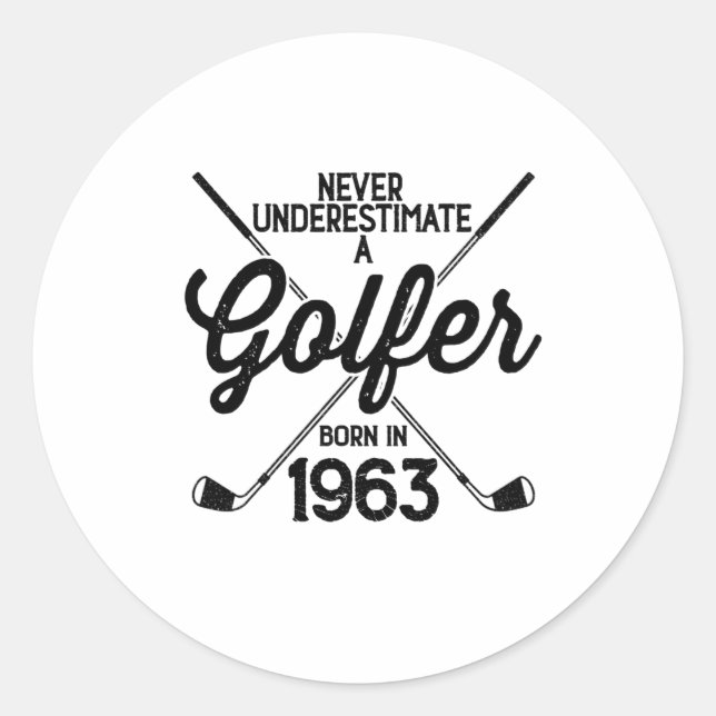 60 Year Old Golfer Golfing 1963 Golfer's 60th Classic Round Sticker (Front)
