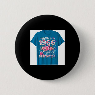 60 Year Old Made in 1966 Floral 60th Birthday 6 Cm Round Badge