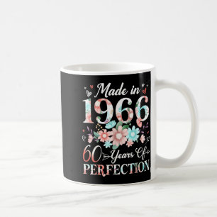 60 year old made in 1966 floral 60th birthday wome coffee mug