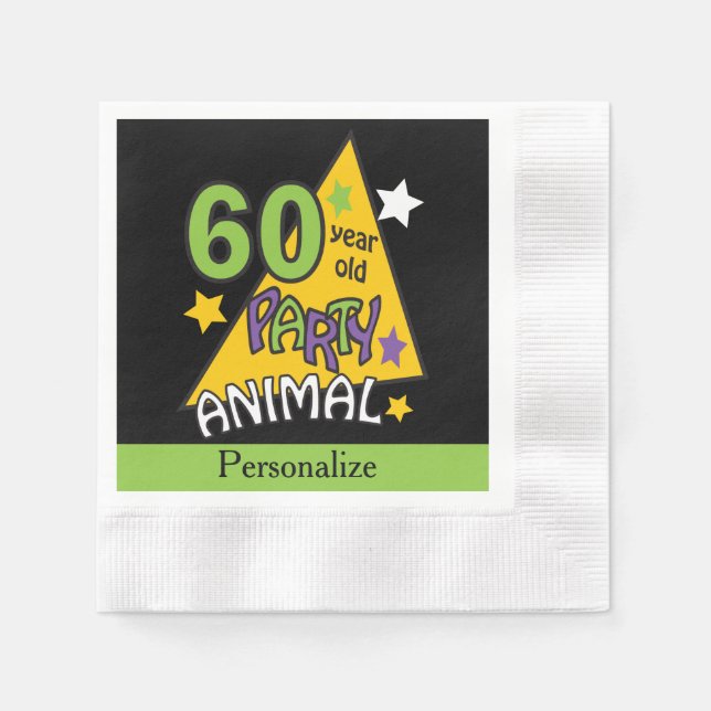 60 Year Old Party Animal - 60th Birthday Napkin (Front)
