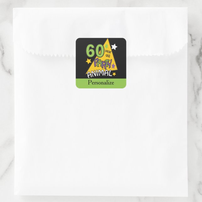 60 Year Old Party Animal - 60th Birthday Square Sticker (Bag)