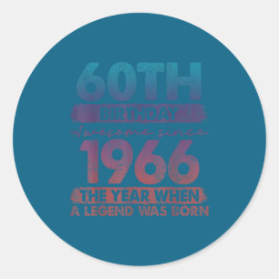 60 Year Old Vintage 1966 Limited Edition 60th Birt Classic Round Sticker