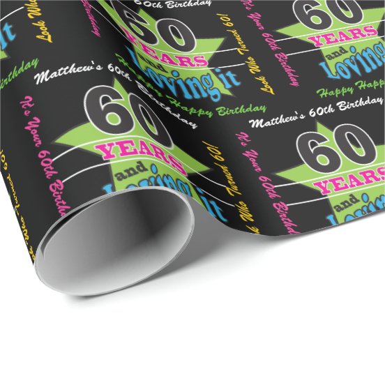 60th Birthday Wrapping Paper | Zazzle UK