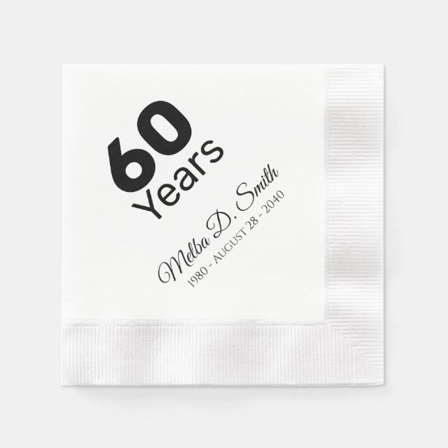 60 Years Anniversary Birthday Party Napkins   (Front)