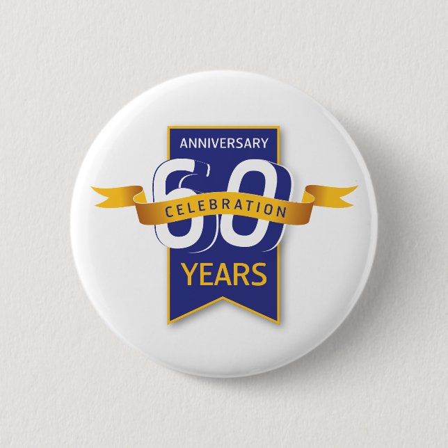 60 Years Anniversary Design 6 Cm Round Badge (Front)