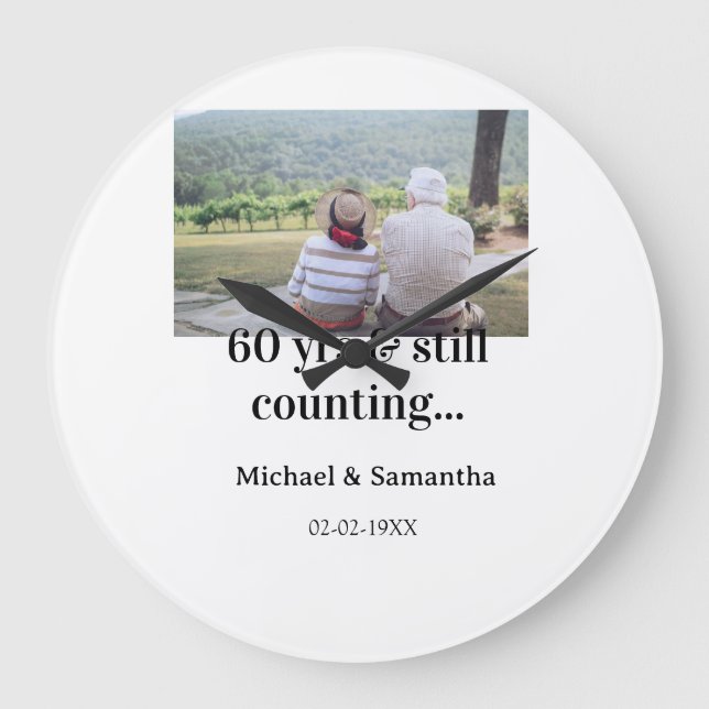 60 years anniversary still counting photo name dat large clock (Front)