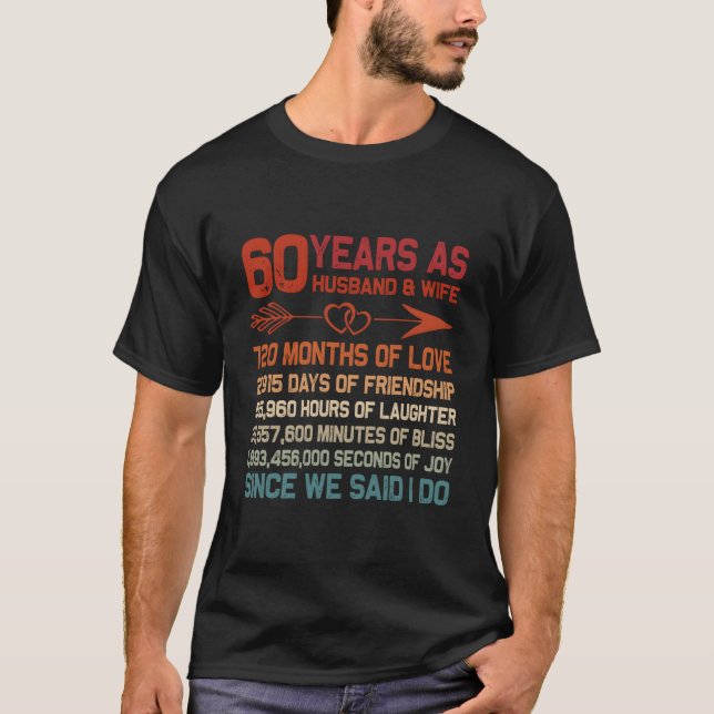 60 Years As Husband 60Th Anniversary For T-Shirt (Front)