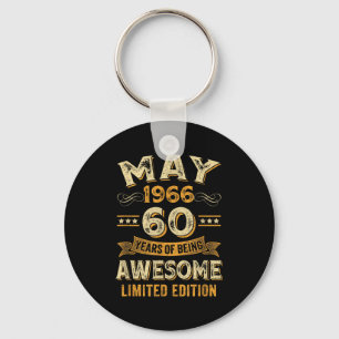 60 years awesome vintage may 1966 60th birthday  key ring