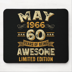 60 years awesome vintage may 1966 60th birthday  mouse mat