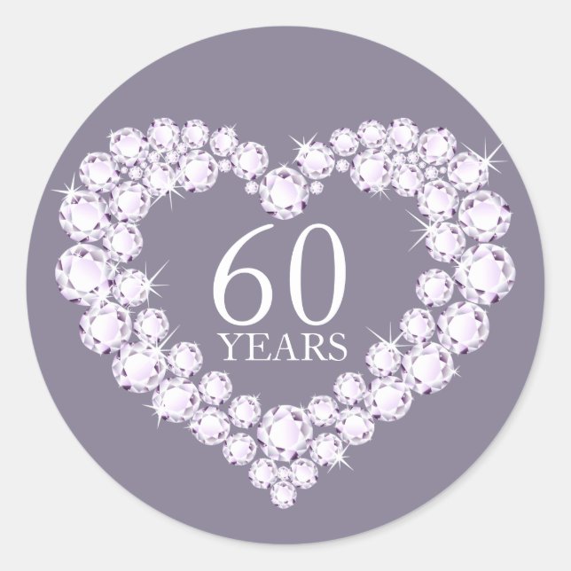 60 years diamond heart grey & white stickers (Front)