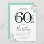 60 Years Growing | 60th Birthday | Eucalyptus Invitation<br><div class="desc">A fun and fresh 60th Birthday invitation featuring fresh sprouting watercolor eucalyptus surrounding your unique Birthday party information.
It features watercolor numbers covered in wild botanical greenery.
On the reverse side of the card is an energetic colour green to complement the front.</div>