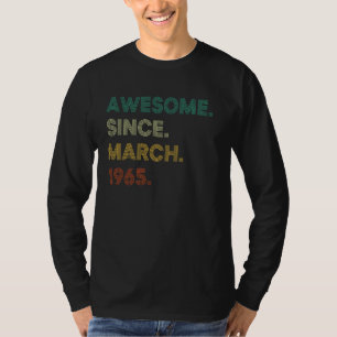 60 Years Old Awesome Since March 1965 Vintage 60th T-Shirt