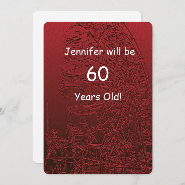 60 Years Old Birthday Party Two-Sided Ferris Wheel Invitation (Front/Back)