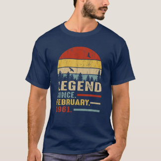 60 Years Old Retro Birthday Gift Legend Since Febr T-Shirt
