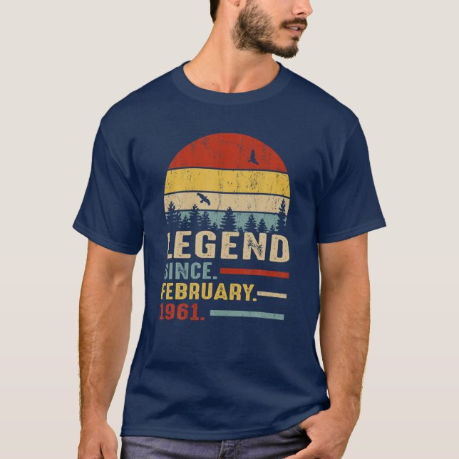 60 Years Old Retro Birthday Gift Legend Since Febr T-Shirt (Front)
