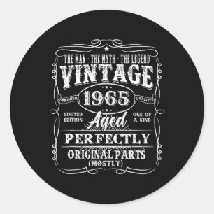 60 Years Old Vintage 1965 Man Myth Legend 60th Bir Classic Round Sticker