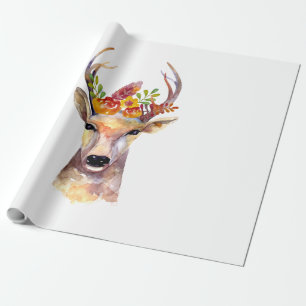 60lb Wrapping Paper Roll boho deer Buck Head Brown