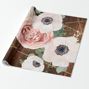 60lb Wrapping Paper Roll Geometric Garden Rose