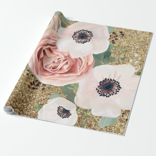 60lb Wrapping Paper Roll Geometric Garden Rose