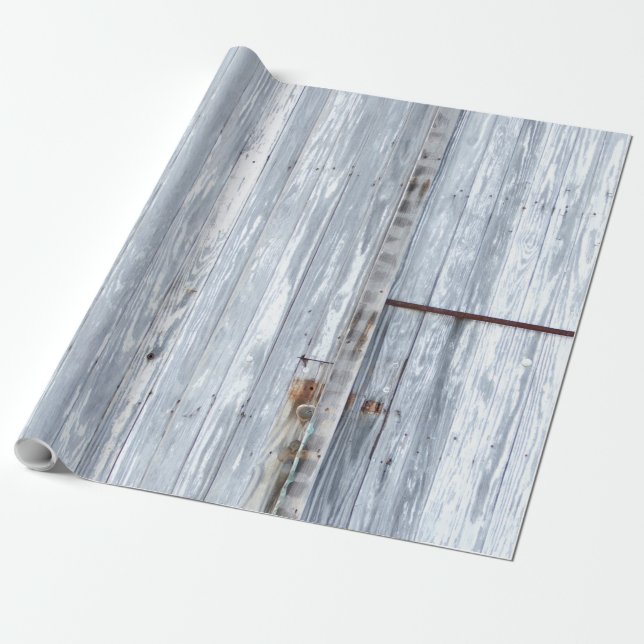 60lb Wrapping Paper Roll White Wash Wood Barn Door (Unrolled)