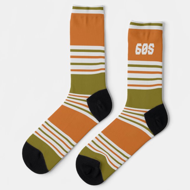 60s 70s Cute classy retro Colours and stripes Socks (Left)