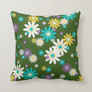 60s 70s flower mod pillow