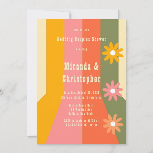 60s 70s Groovy Stripes Wedding Couples Shower Invitation (Front)