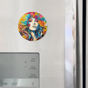 60s 70s Hippy Woman Psychedelic Hippie Magnet