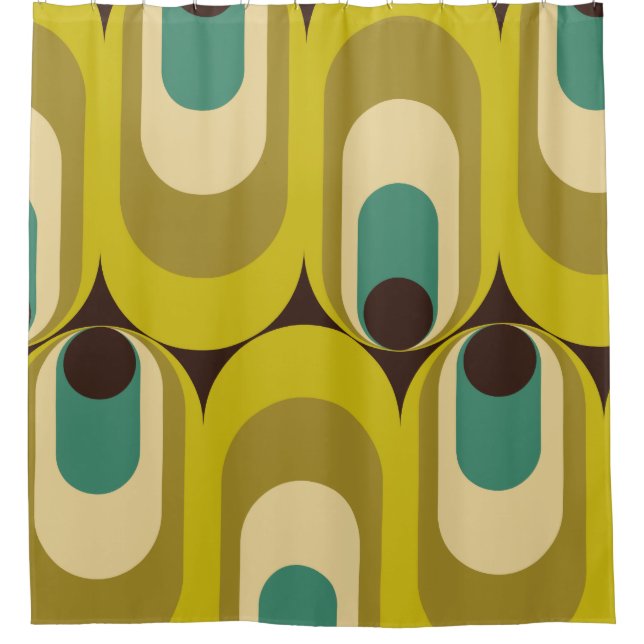 60s 70s mod retro pattern shower curtain (Front)