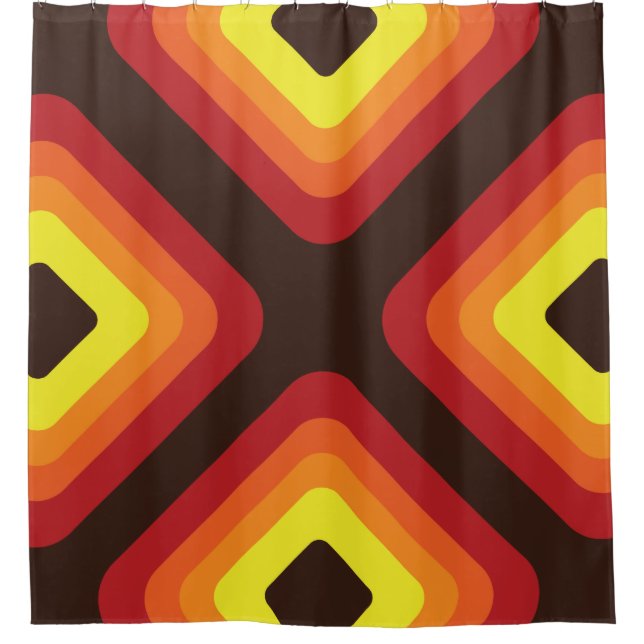 60s 70s mod retro pattern shower curtain (Front)