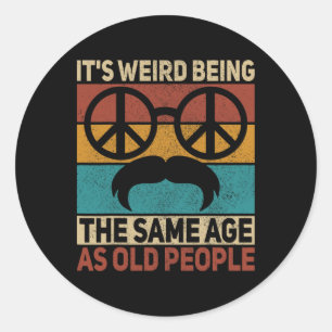 60s 70s Outfit Hippie Dad Birthday Grandpa Fathers Classic Round Sticker